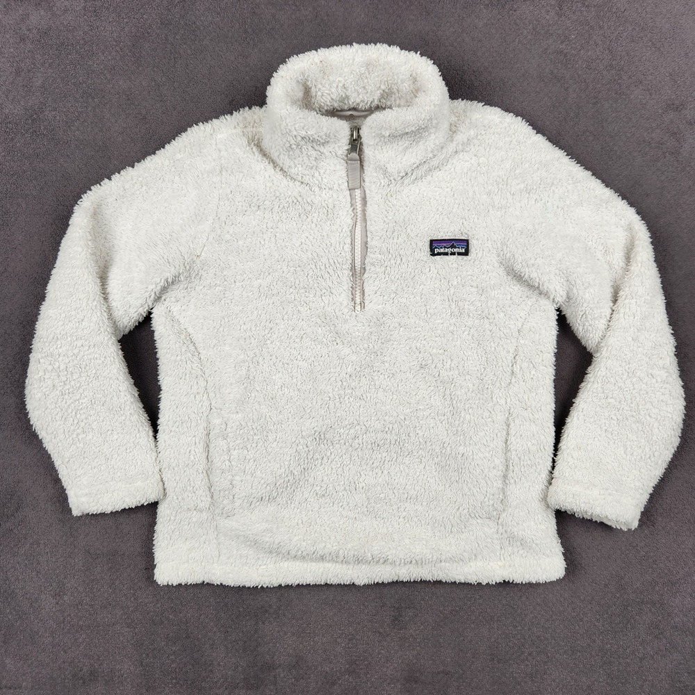 Patagonia Los Gatos 1/4 Zip Kids Small 7-8 Birch White Fleece Pullover 65495